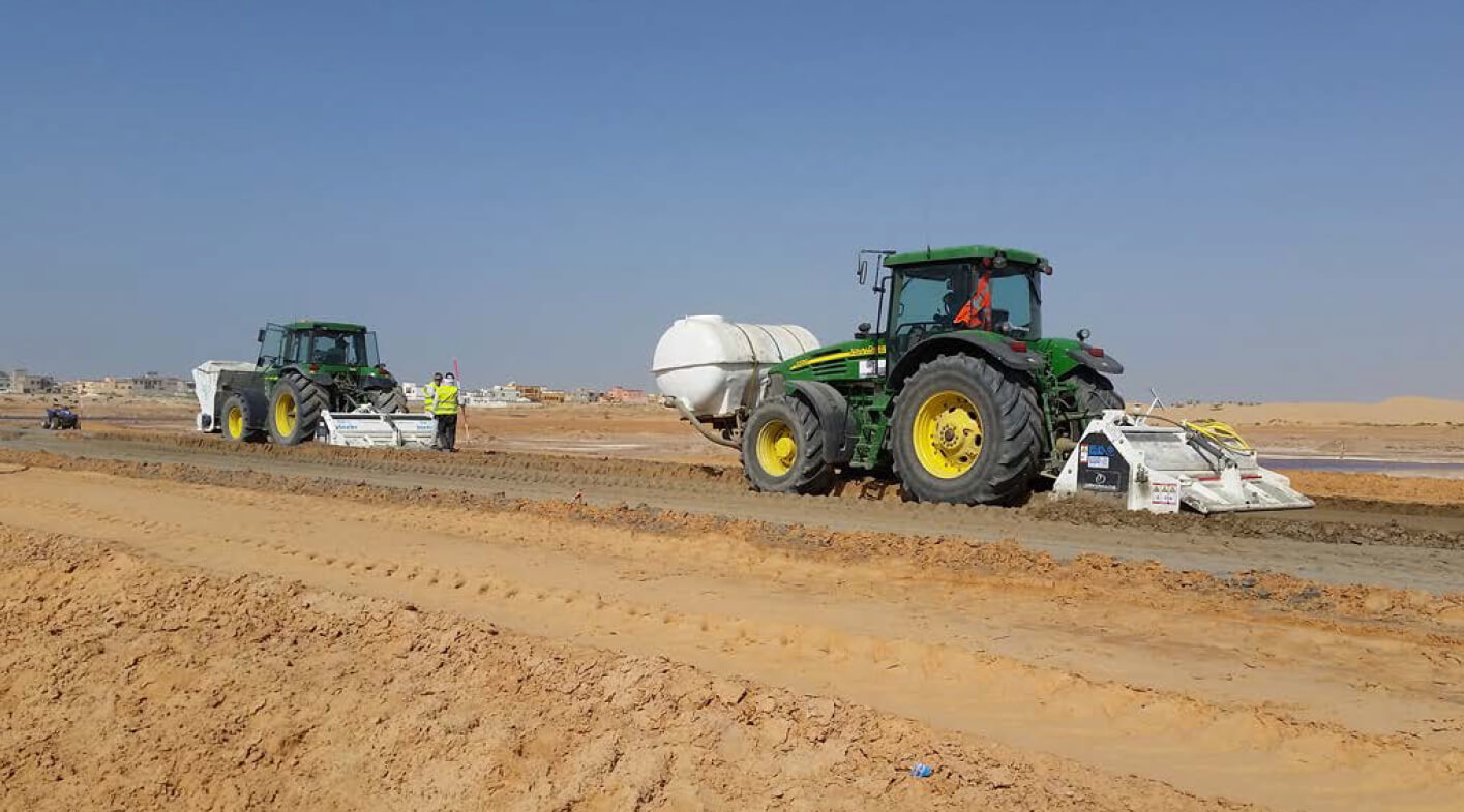 machine leveling stablized soil